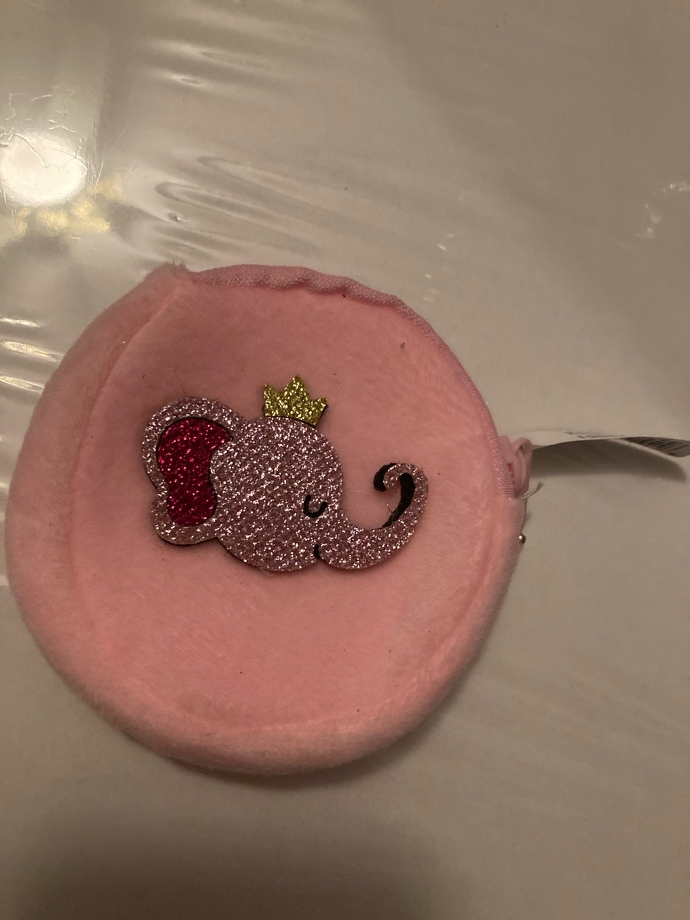 Source Unknown Pink Kids Elephant Coin Purse with Glitter Crown